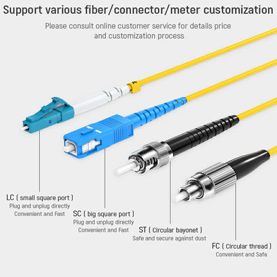 Sarı LSZH Fiber Optik Yama Kablosu Sc Lc UPC APC Sm 1m 5m 10m 15m